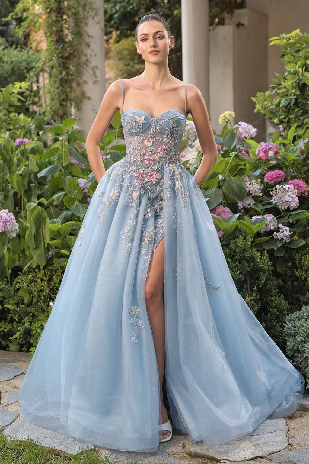 Andrea and Leo A1490 - Corset Floral Bodice Dress