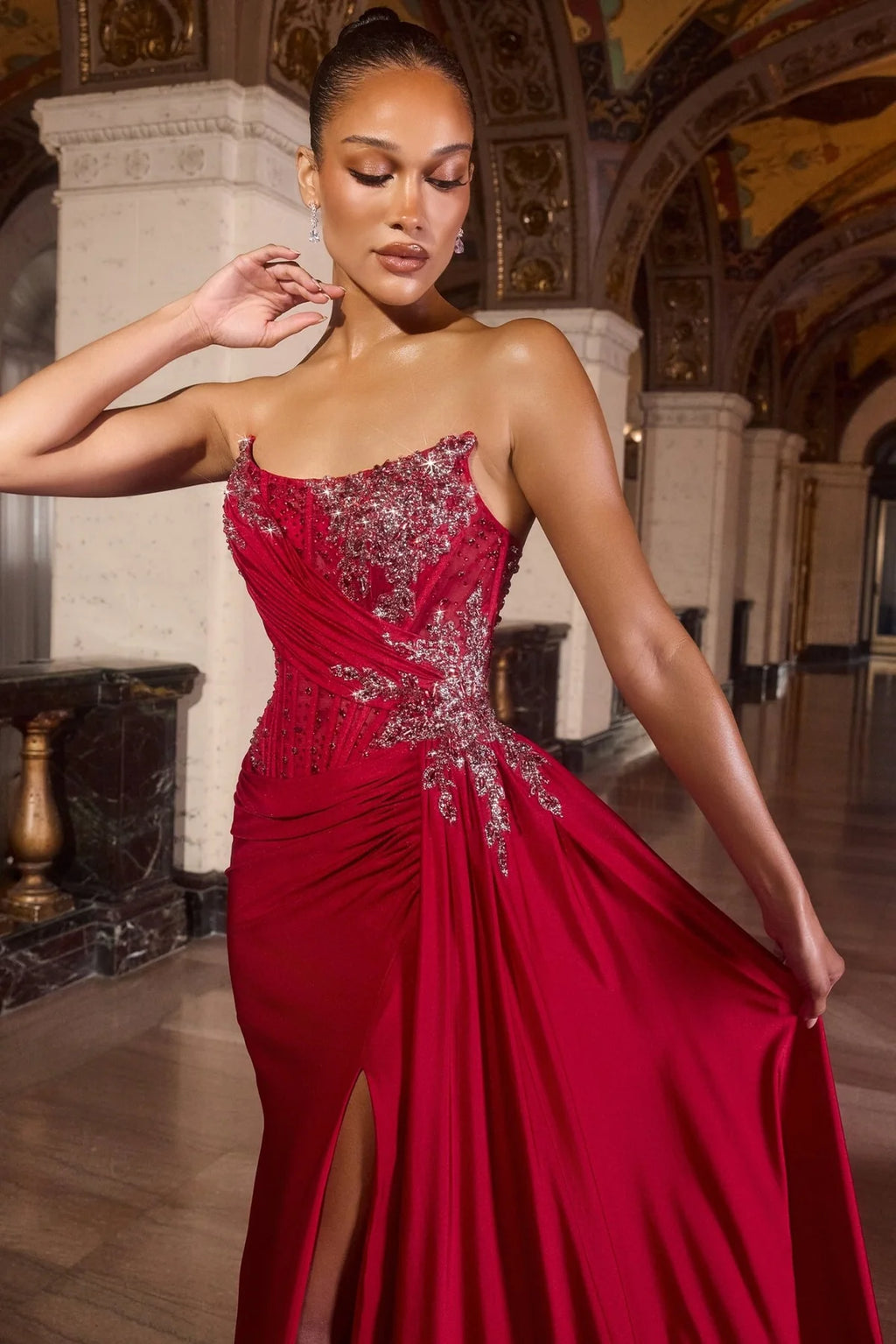 La Divine CD689 - Beaded Satin Dress