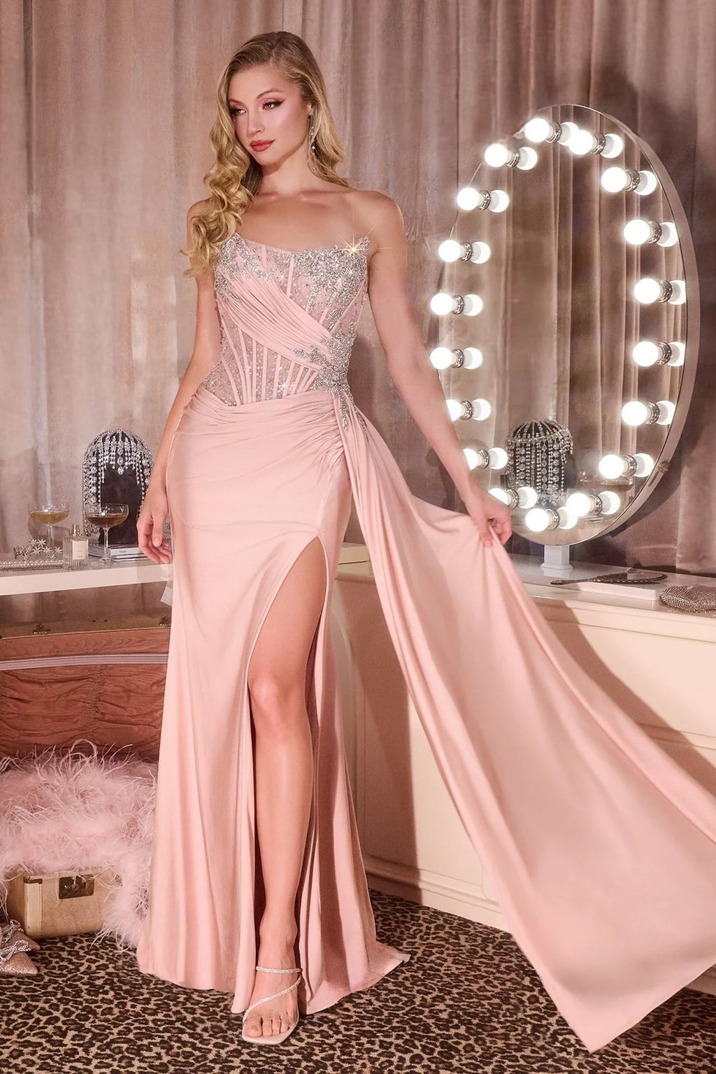 La Divine CD689 - Beaded Satin Dress