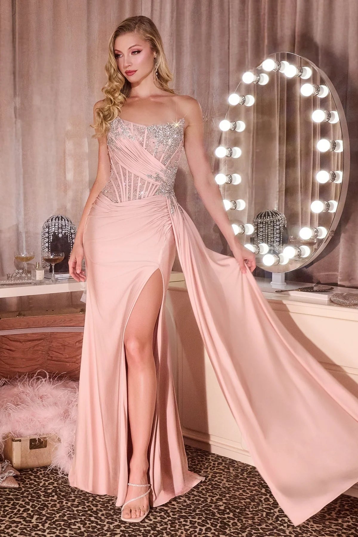 La Divine CD689 - Beaded Satin Dress
