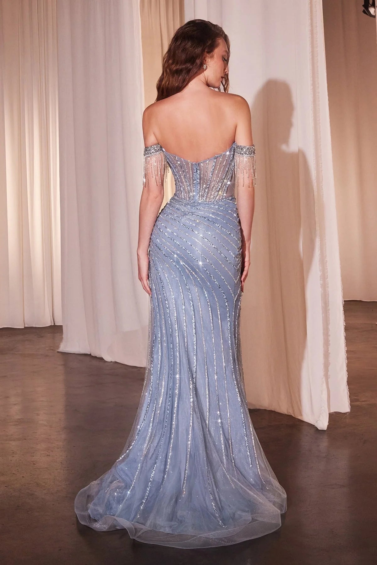 Cinderella Divine CD848 Ladivine Platinum Sequin & Stone Off Shoulder Dress, Platinum / 2 Cinderella Divine CD848 Ladivine Platinum Sequin & Stone Off Shoulder Dress, Platinum / 2