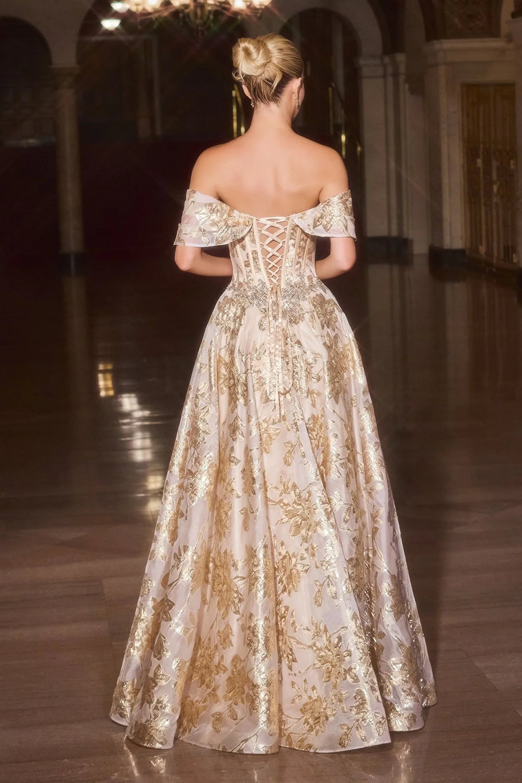 La Divine CD682 - Floral Jacquard Ballgown