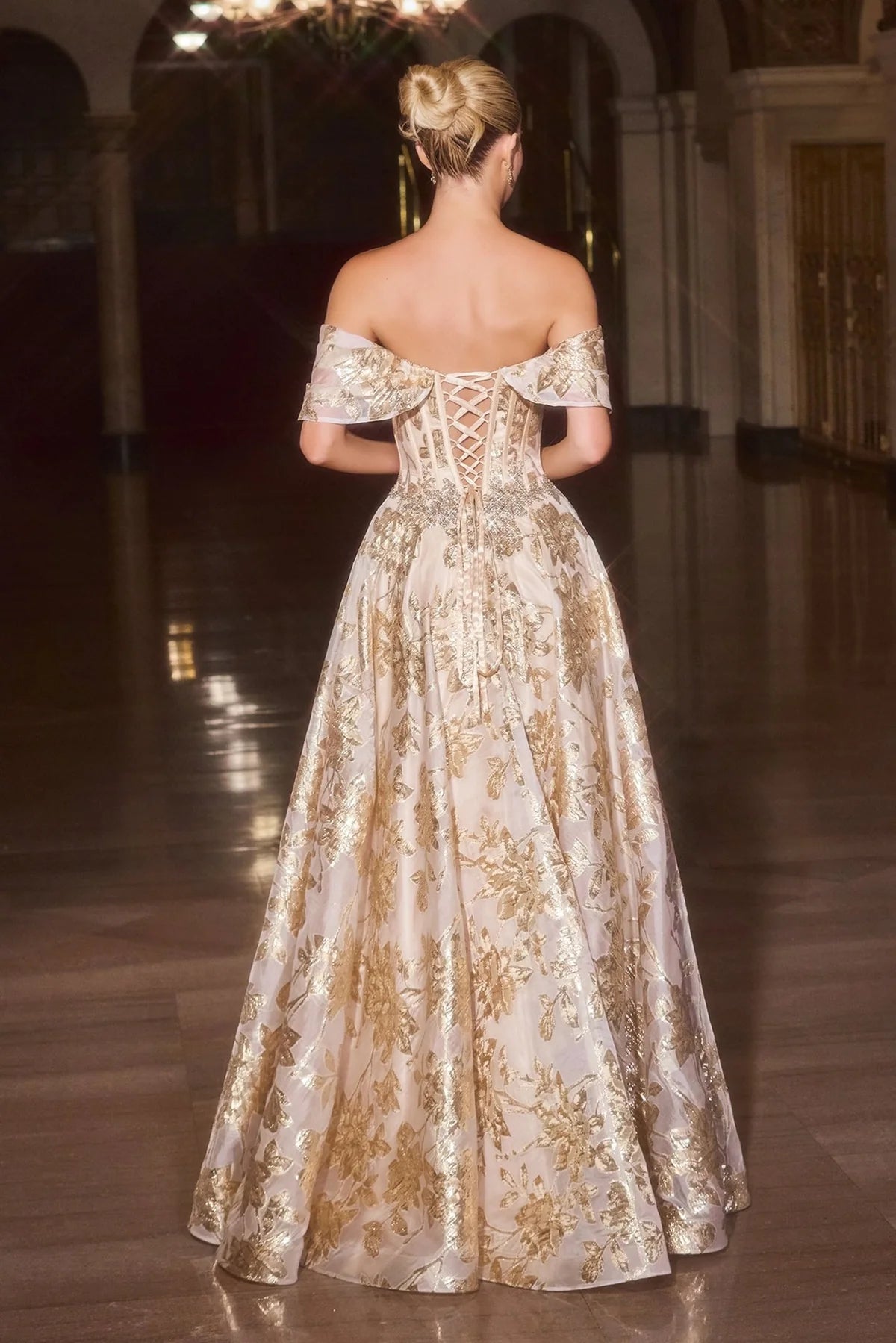 La Divine CD682 - Floral Jacquard Ballgown