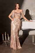 La Divine CDS563 - Off Shoulder Fringe Evening Dress