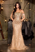 La Divine CDS555 - Off Shoulder Fringe Formal Gown