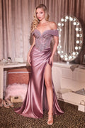 La Divine KV1140 - Off Shoulder Beaded Corset Dress