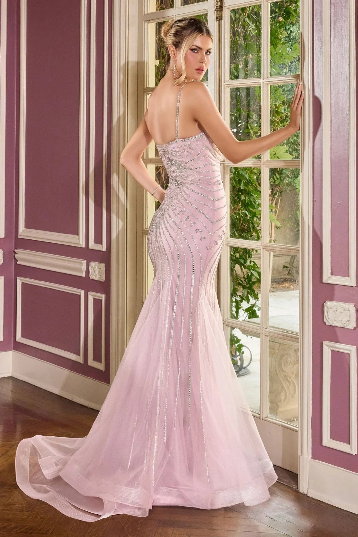 La Divine CB167 - Beaded Bow Train Evening Dress