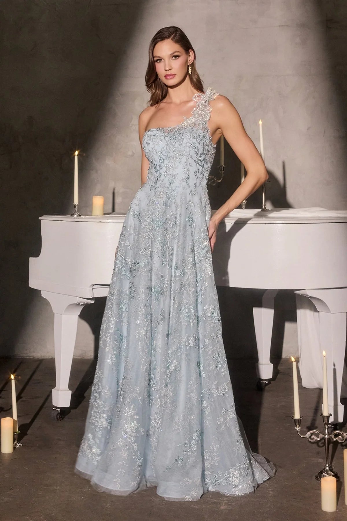 La Divine J909 One Shoulder Applique Evening Dress