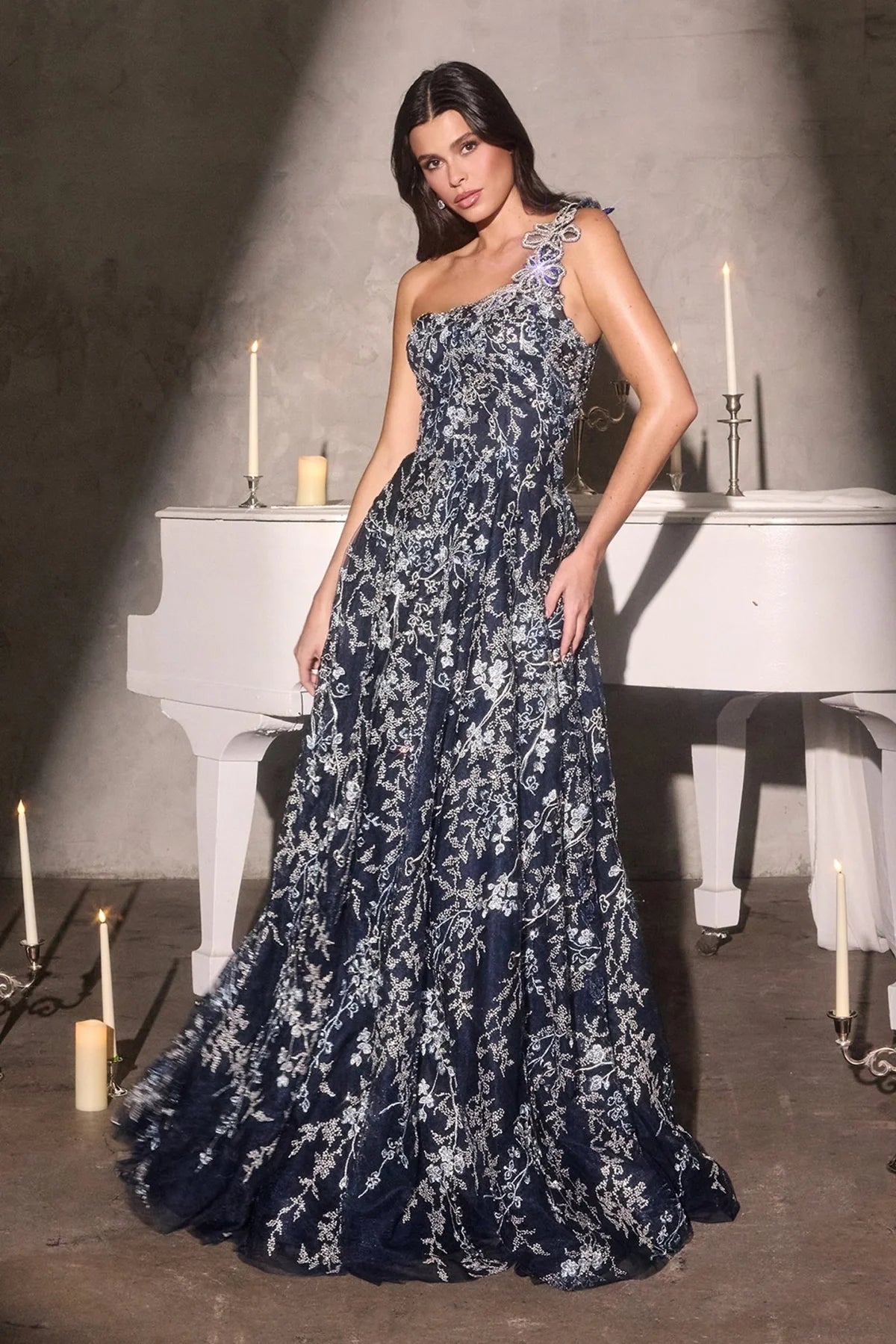 La Divine J909 One Shoulder Applique Evening Dress