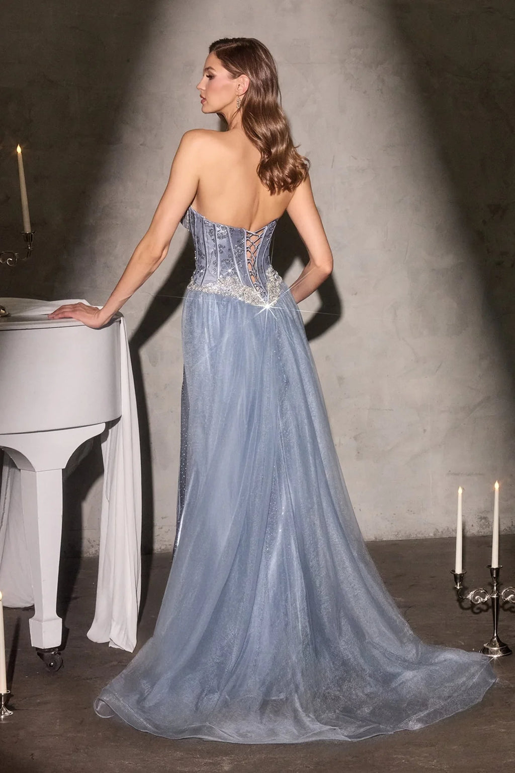 La Divine CM392 - Strapless Overskirt Dress