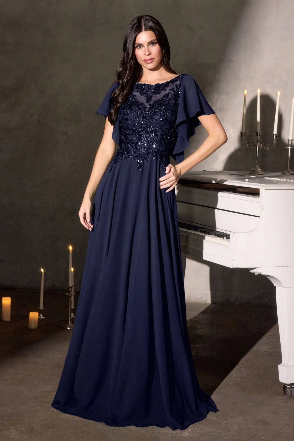 La Divine CL09 - Flowy Sleeve A-Line Evening Dress