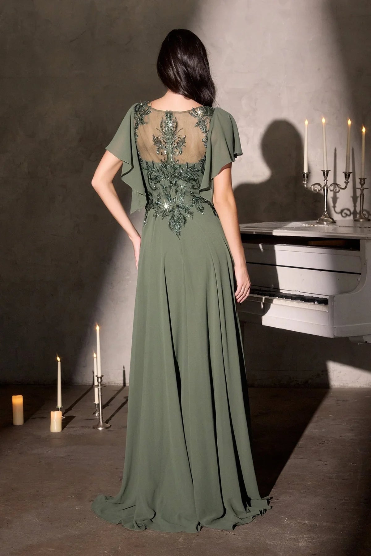 La Divine CL09 - Flowy Sleeve A-Line Evening Dress