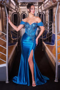 La Divine KV1144 - Beaded Satin Off Shoulder Dress