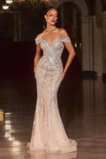 La Divine CD674 - Beaded Fitted Off Shoulder Dress