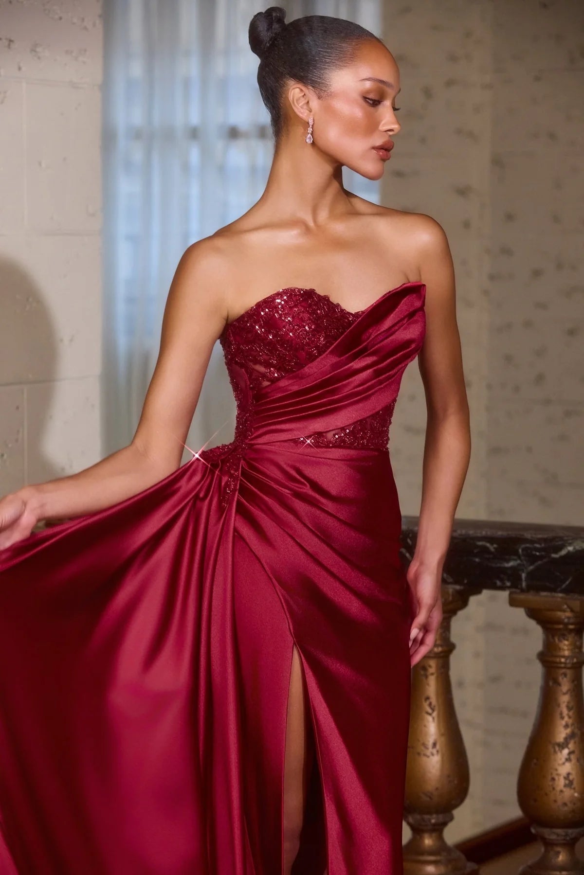 La Divine J887 - Ruched Bodice Illusion Corset Dress