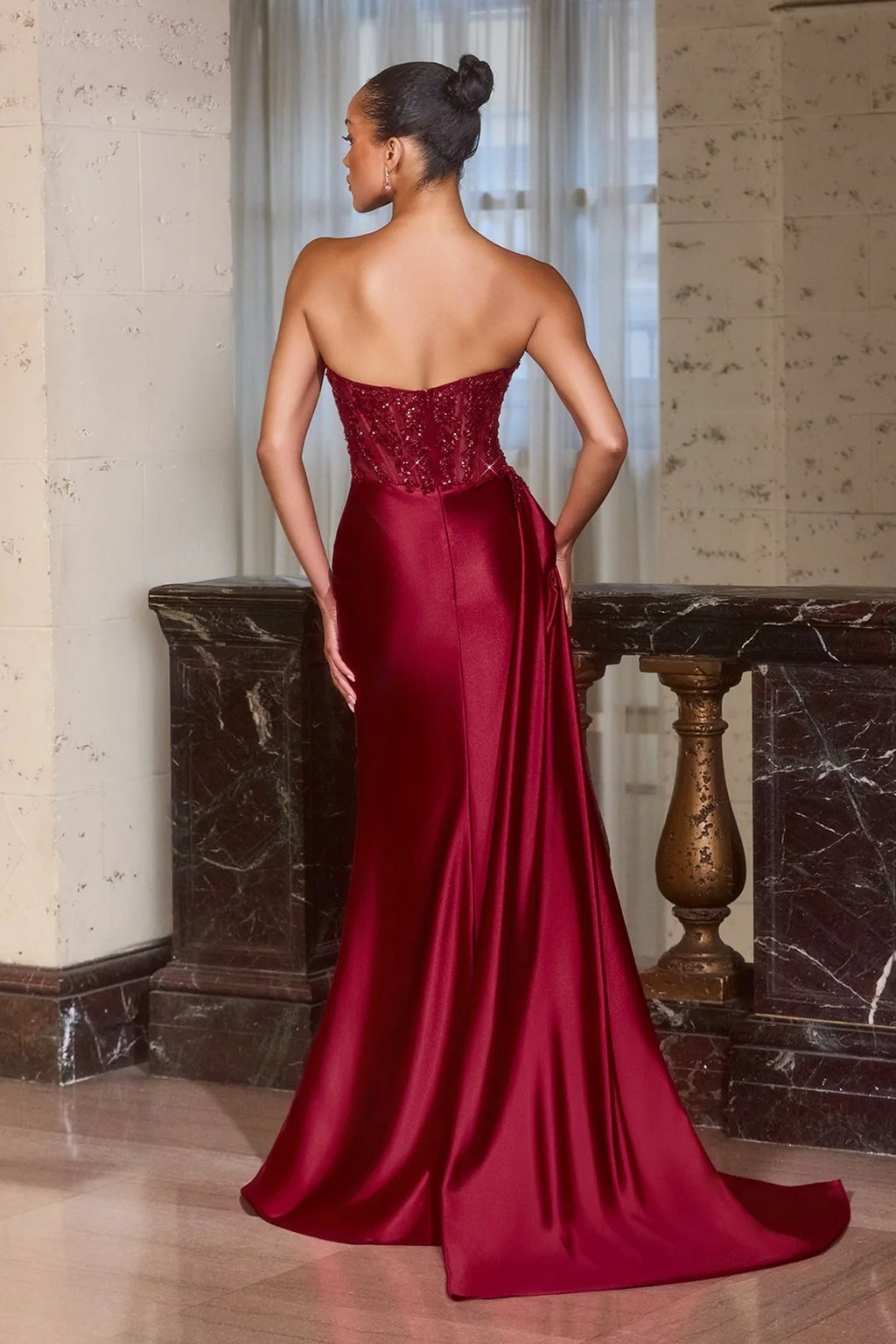La Divine J887 - Ruched Bodice Illusion Corset Dress