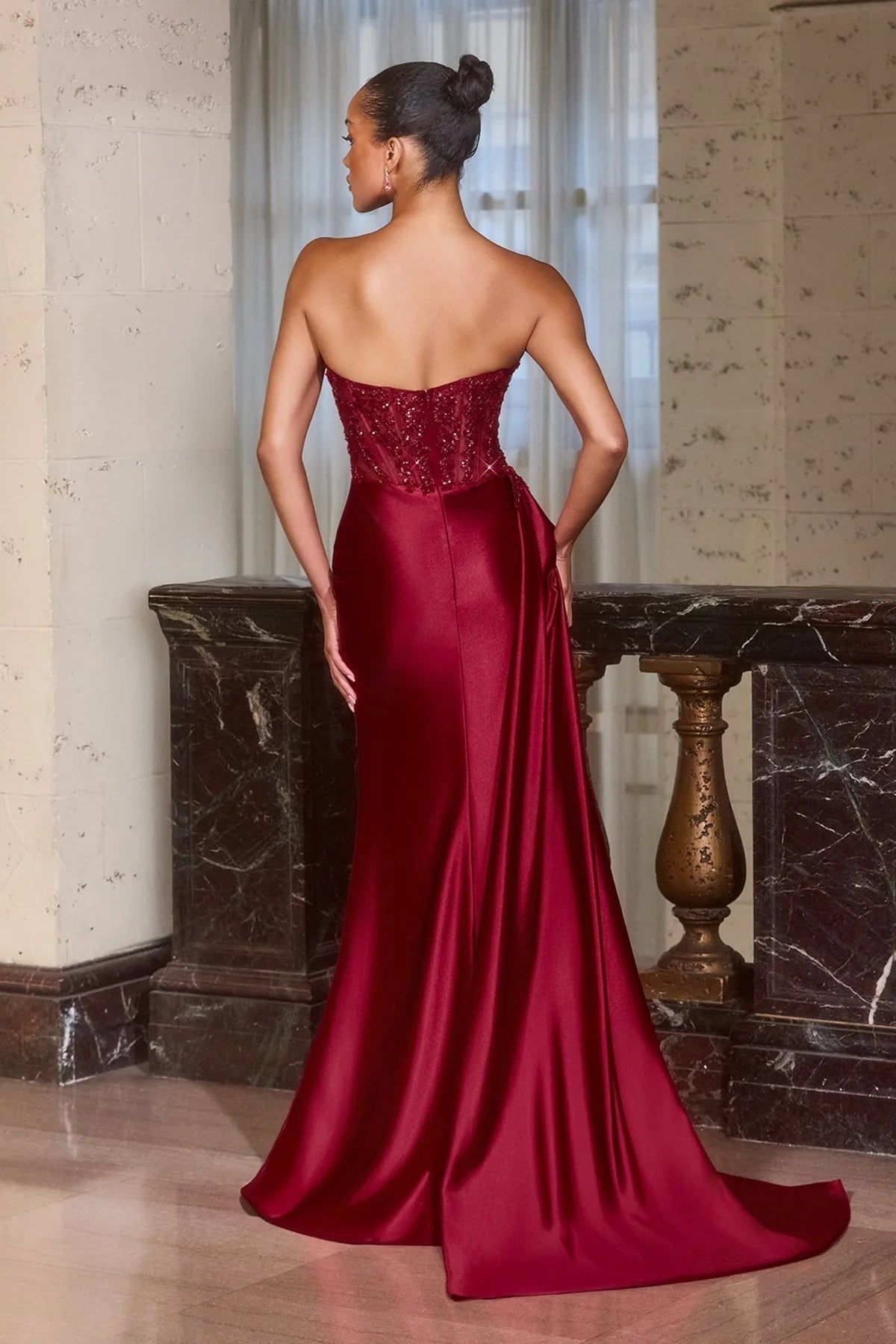 La Divine J887 - Ruched Bodice Illusion Corset Dress