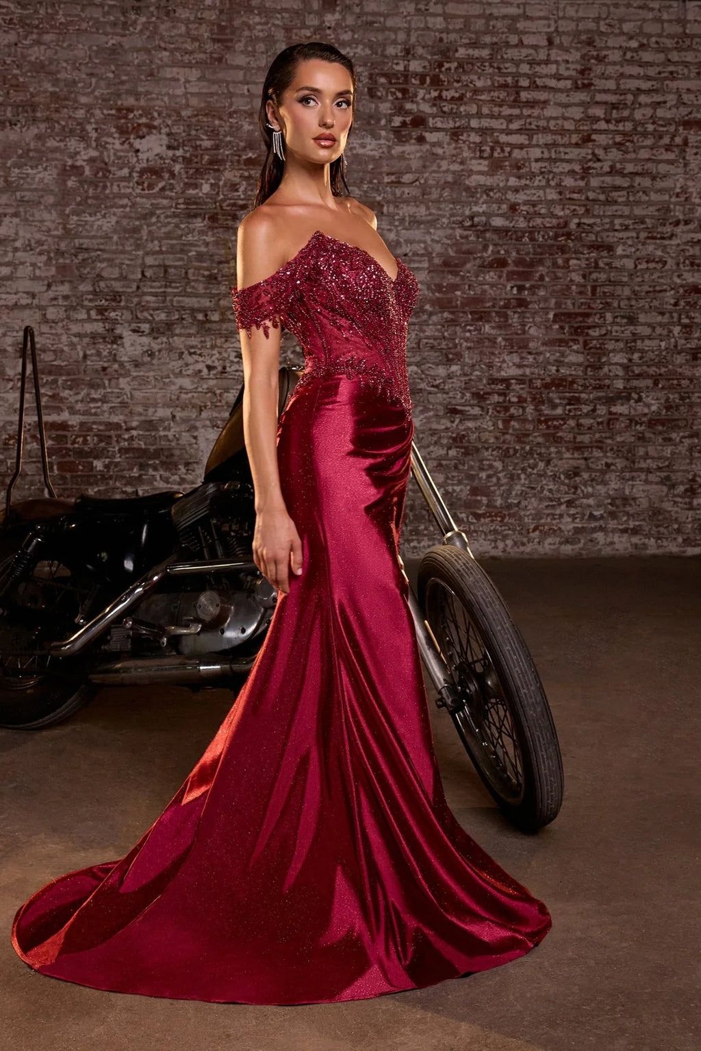 La Divine CC456 - Off Shoulder Beaded Gown