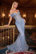 La Divine KV1130 - Off Shoulder Crystal Evening Dress