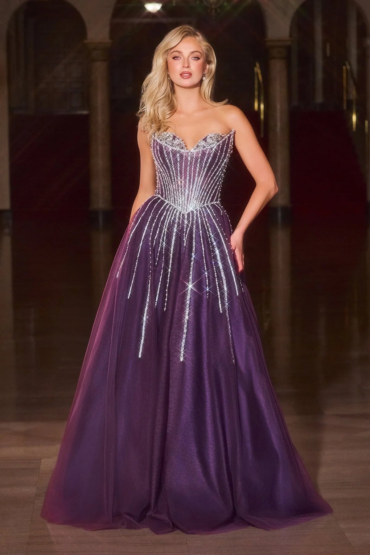 La Divine CDS541 - Crystal A-Line Dress