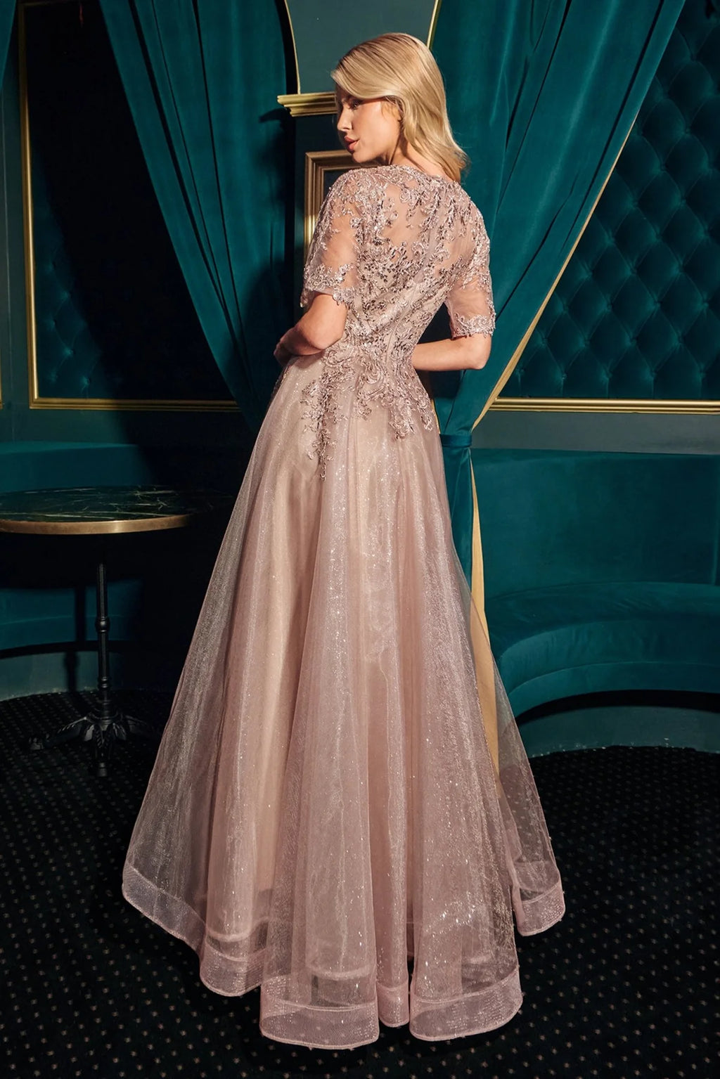 La Divine CD726 - Long Tulle Sleeve A-Line Dress