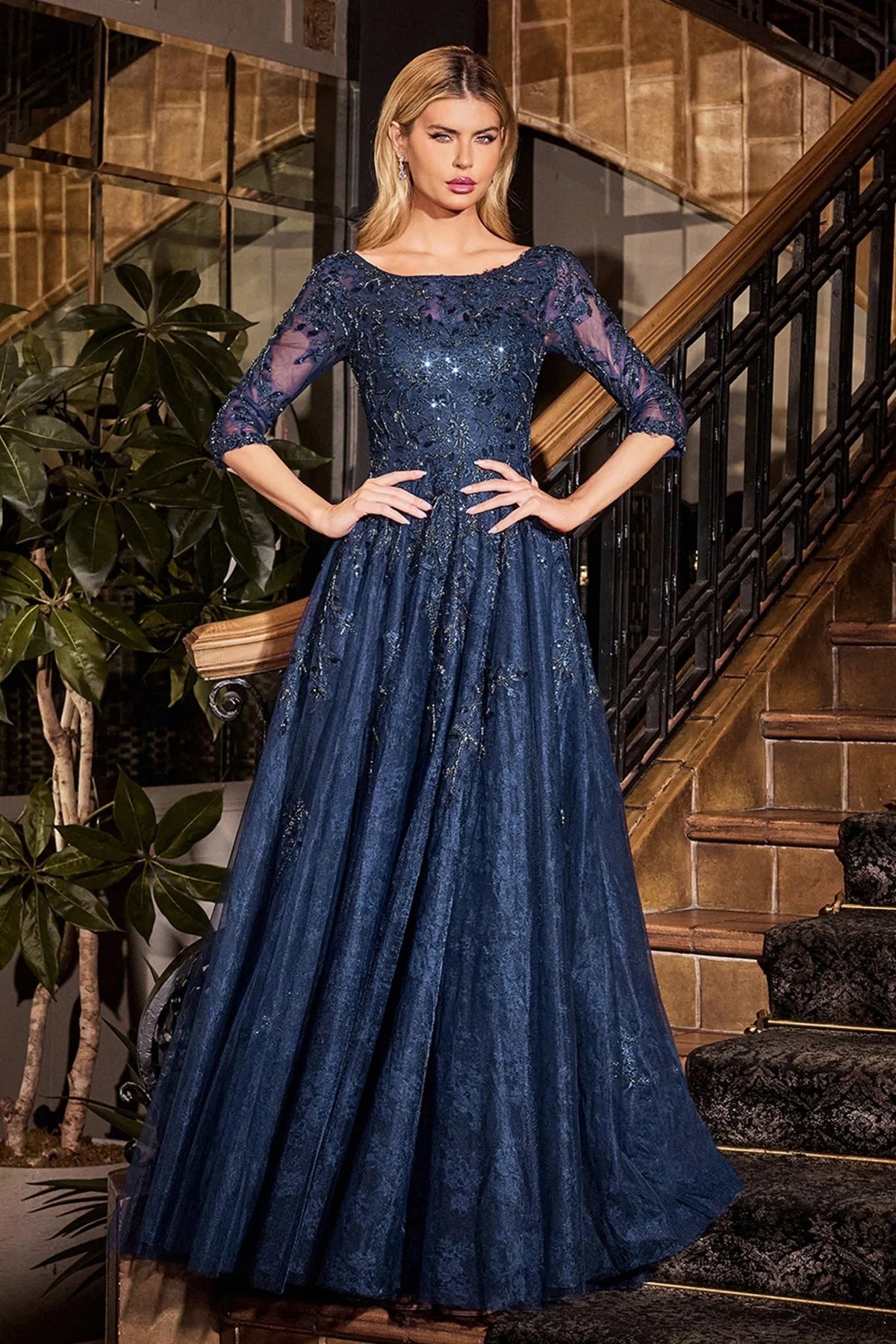 La Divine CK2401 - A-Line Lace Tulle Dress