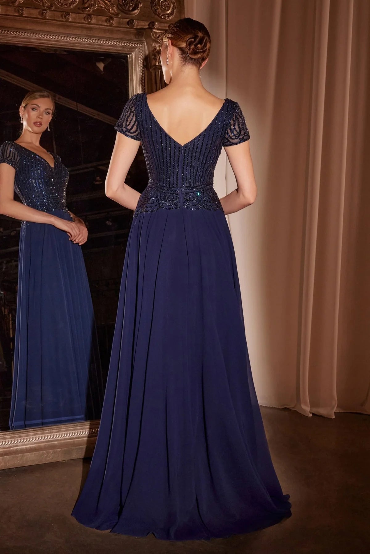La Divine CL07 - Short Sleeve Beaded Dress