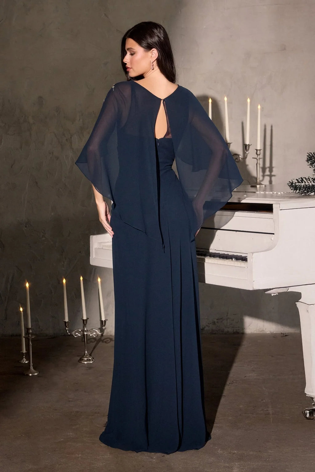 La Divine CR884 - Cape Sleeve Formal Dress