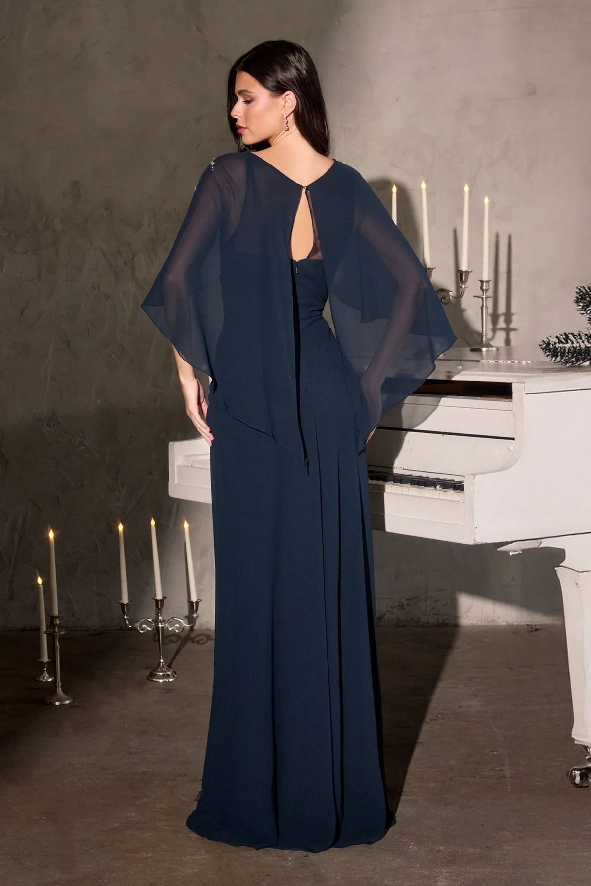 La Divine CR884 - Cape Sleeve Formal Dress