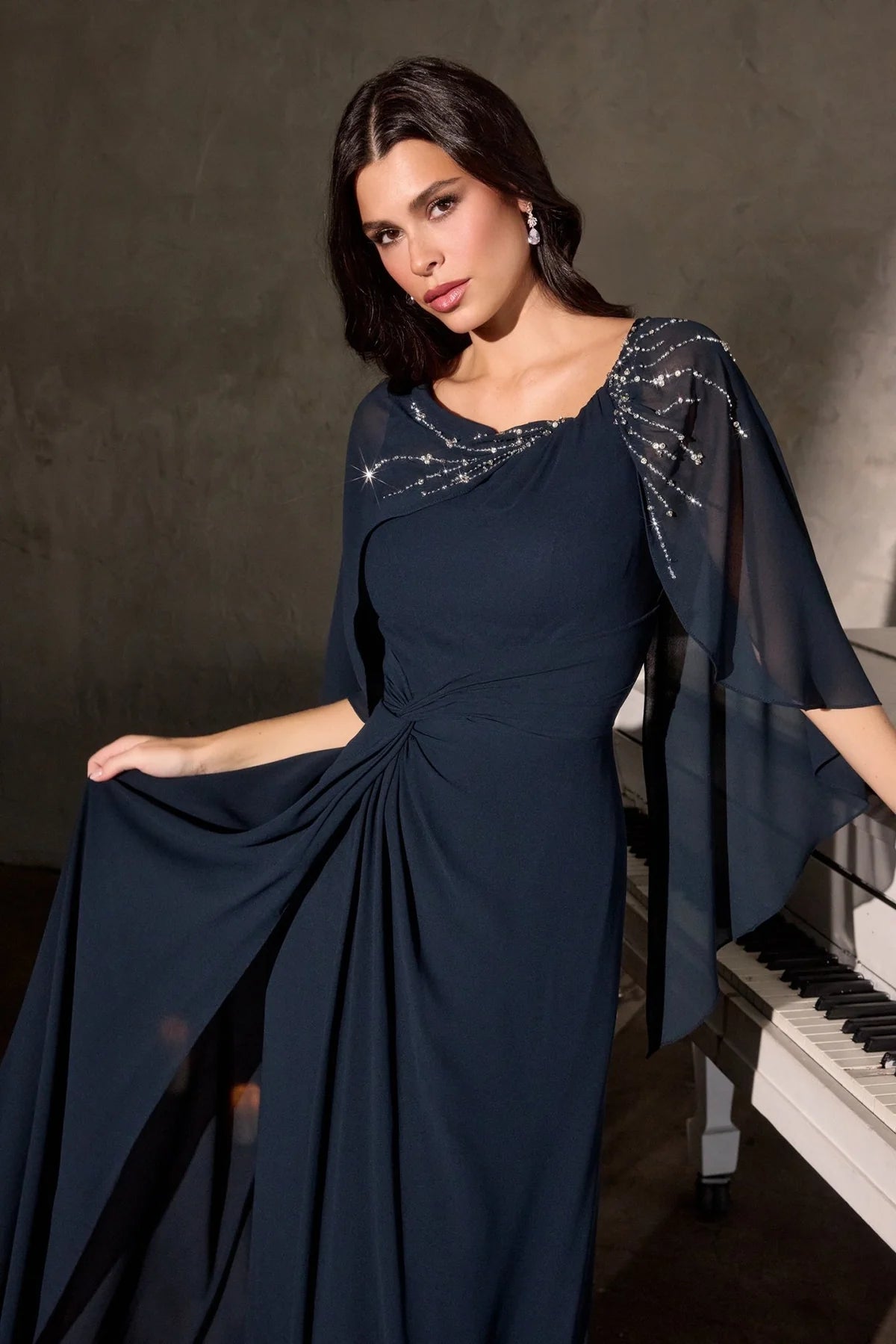 La Divine CR884 - Cape Sleeve Formal Dress