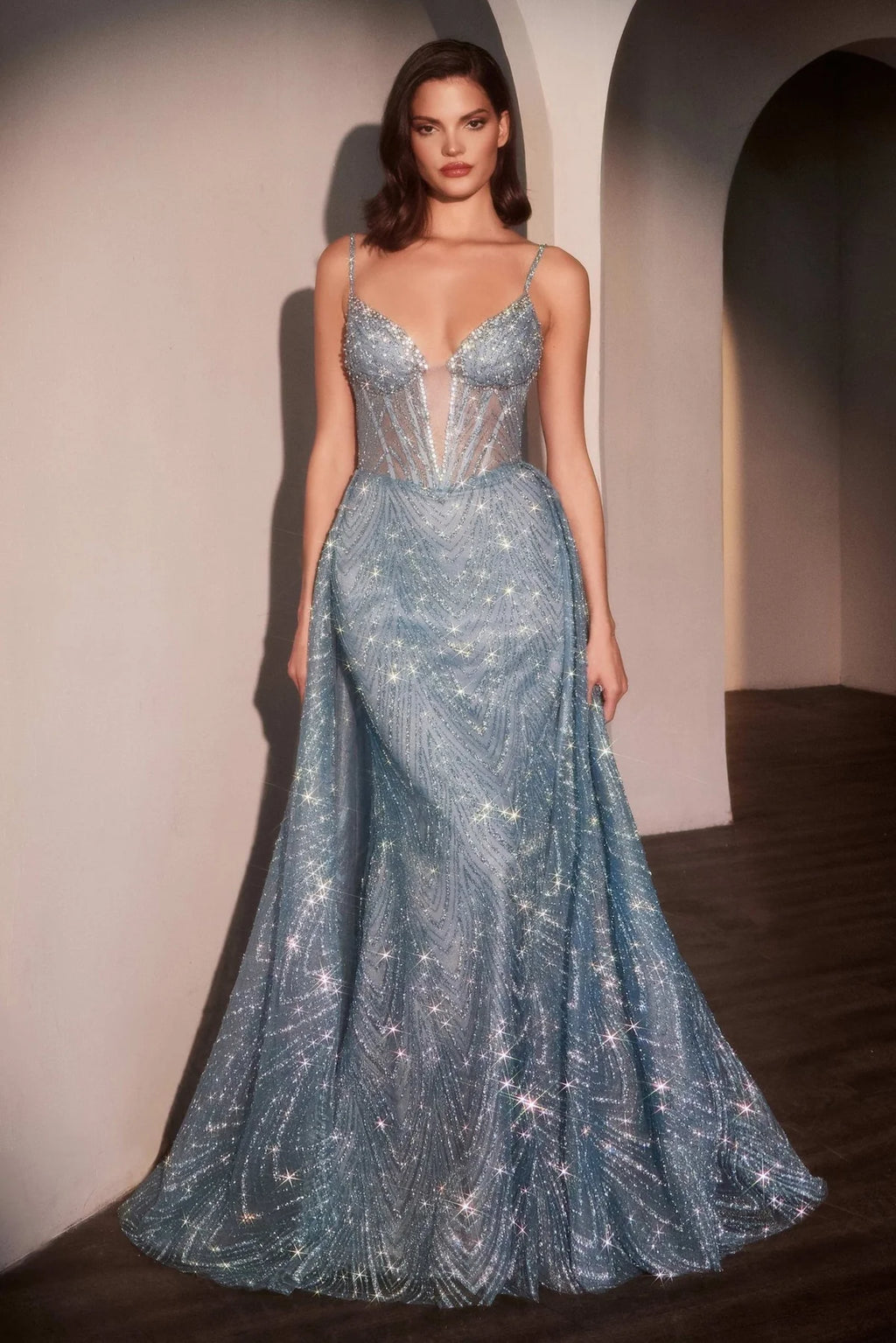 La Divine C167 - Fitted Gown with Overskirt