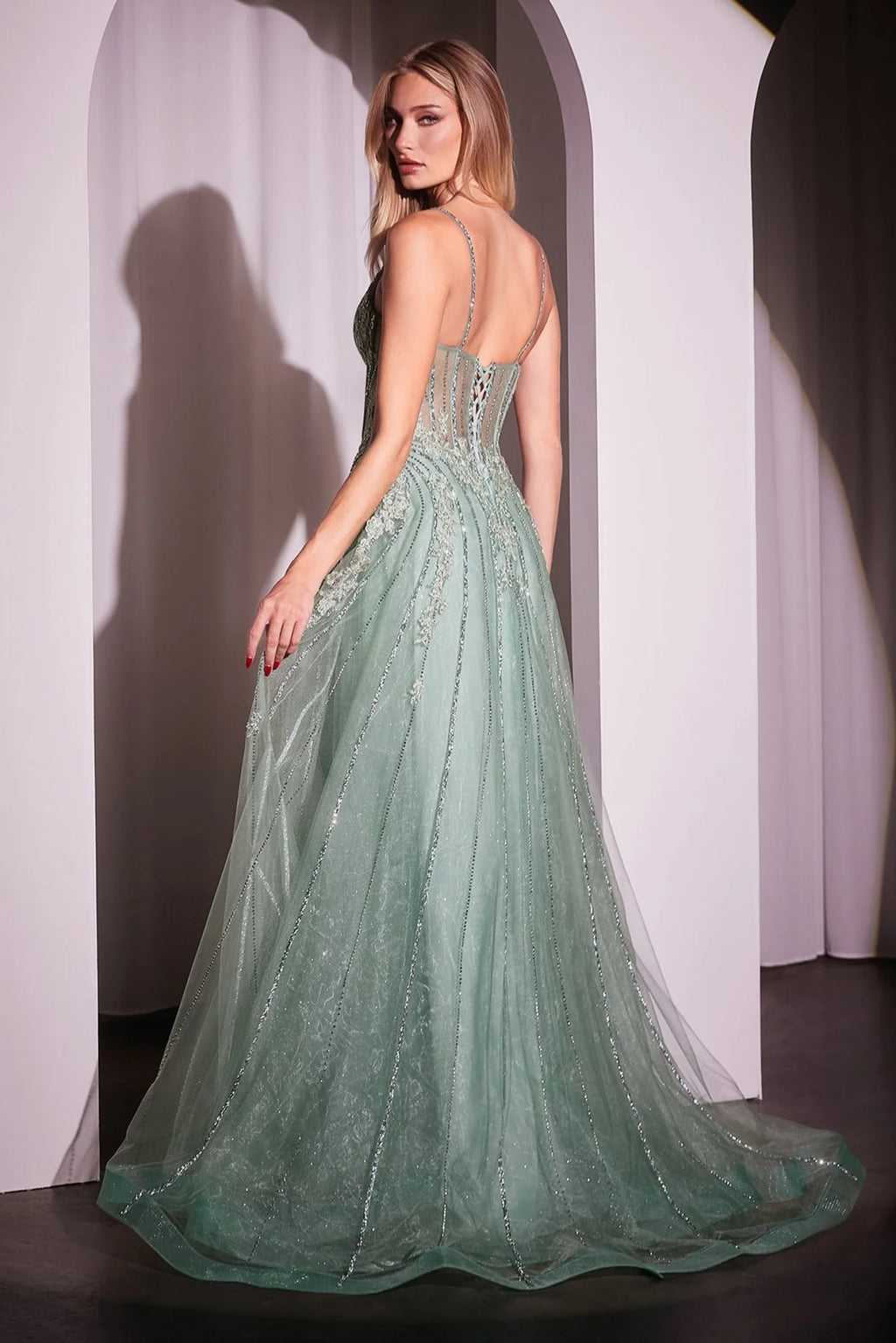 La Divine CD786 Beaded Sleeveless A-Line Dress