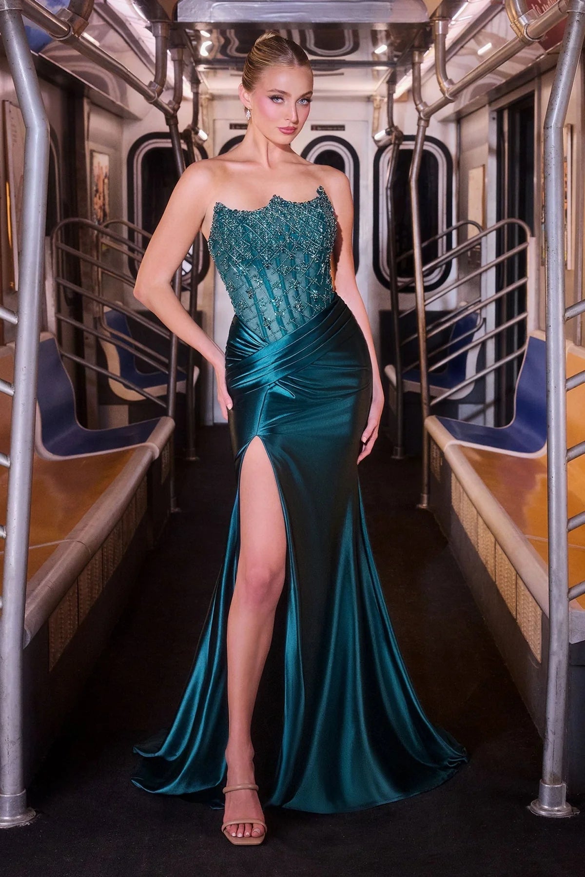 La Divine CDS543 Satin Strapless Dress