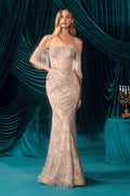 Andrea and Leo A1510 - Cold Shoulder Beaded Evening Dress