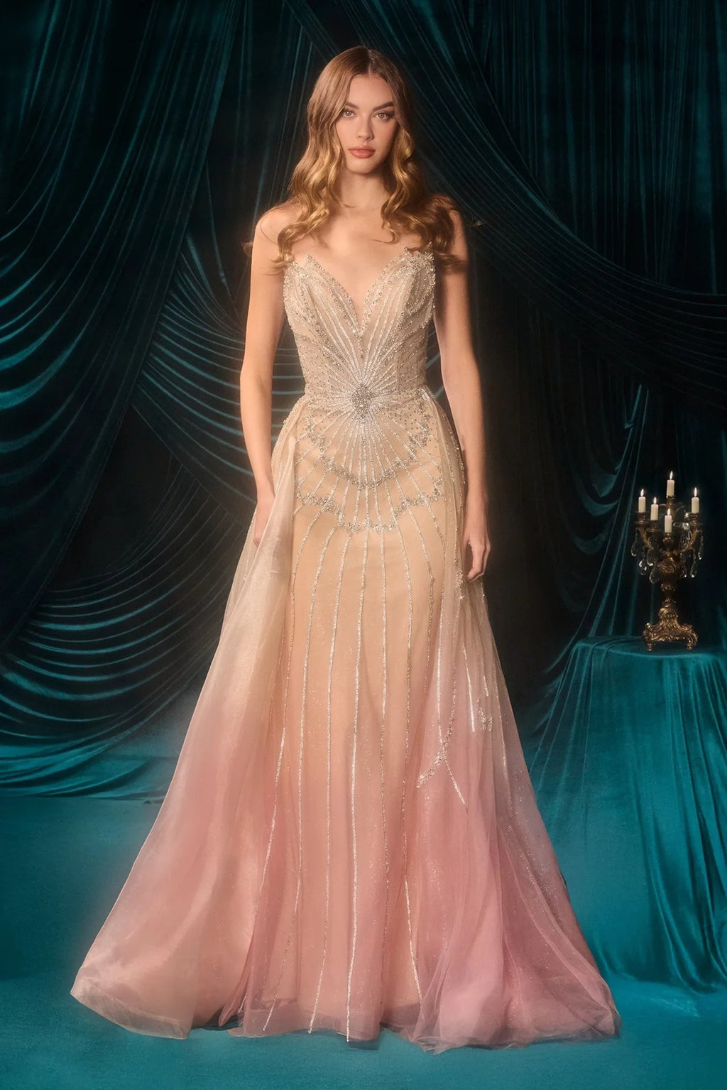 Andrea and Leo A1508 - Couture Overskirt Evening Dress