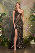 Andrea and Leo A1502 - One-Shoulder Fitted Gown