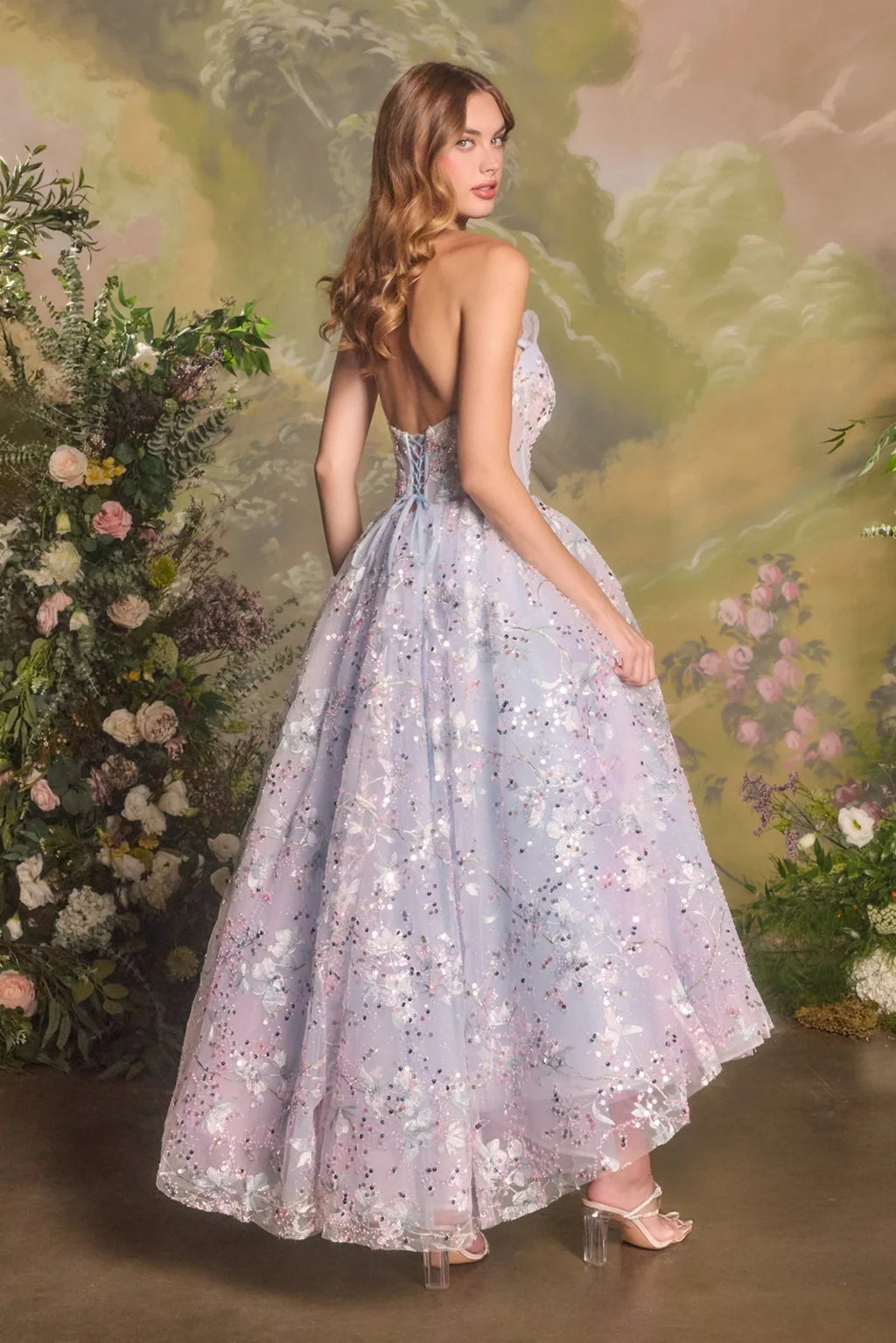 Andrea and Leo A1485 - Floral Embroidery A-Line Dress