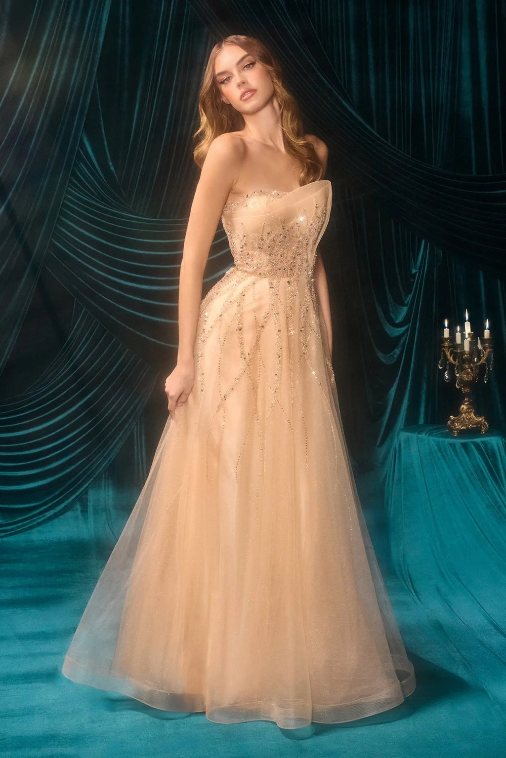 Andrea and Leo A1491 - Beaded A-Line Evening Gown