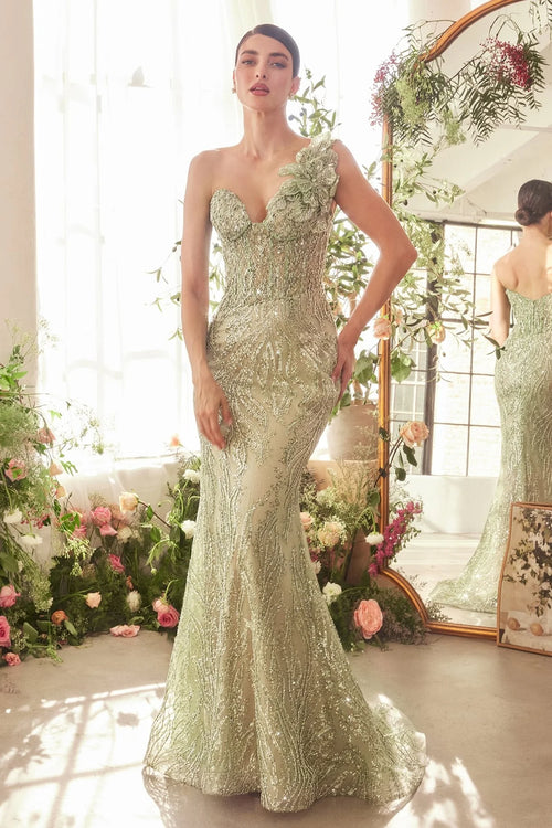Andrea and Leo A1392 - One-Shoulder Beaded Dress