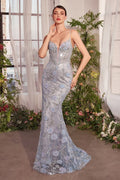 Andrea and Leo A1393 Metallic Floral Gown