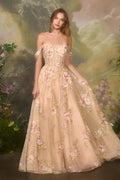 Andrea and Leo - A1480 - Applique Floral Evening Gown