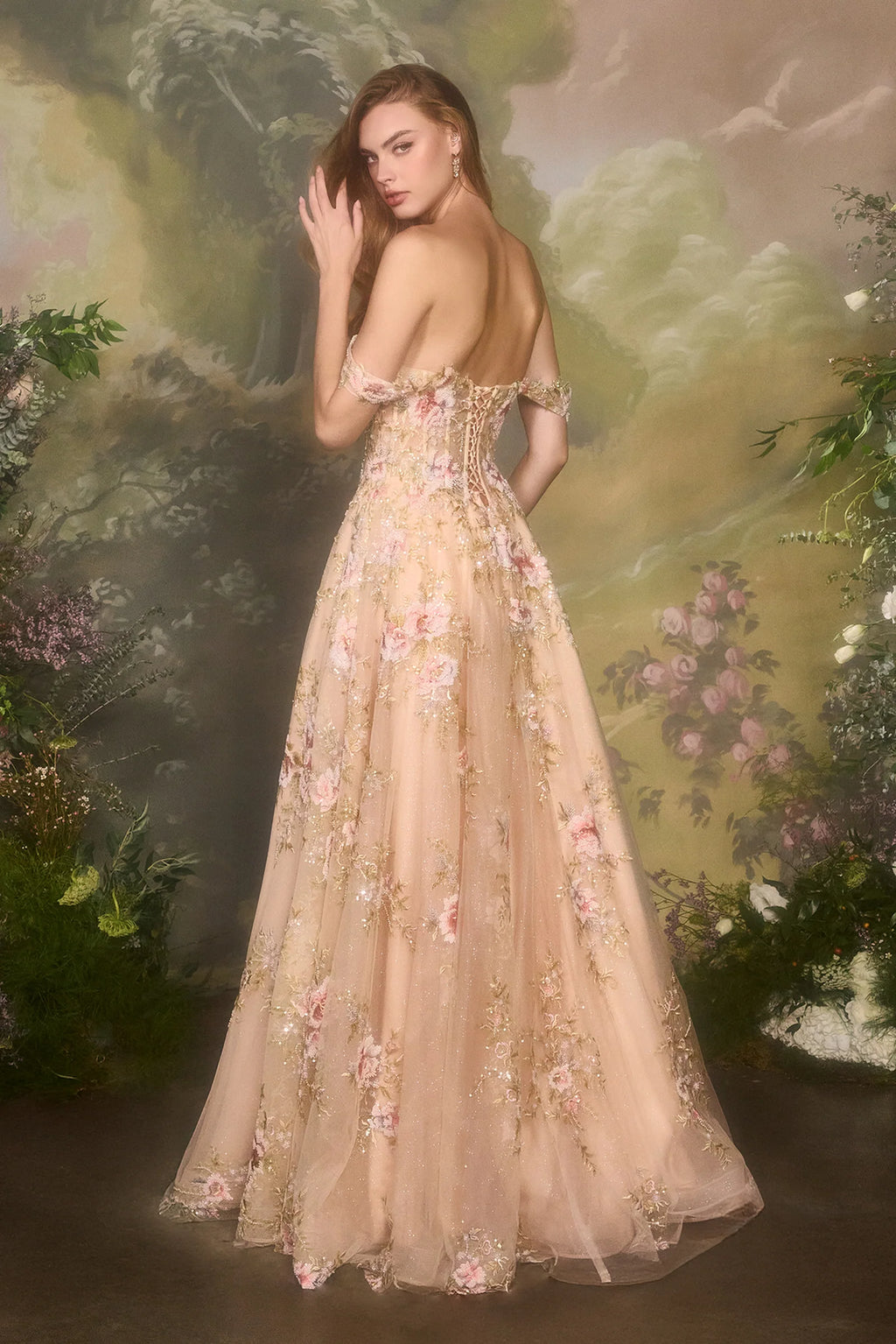 Andrea and Leo - A1480 - Applique Floral Evening Gown
