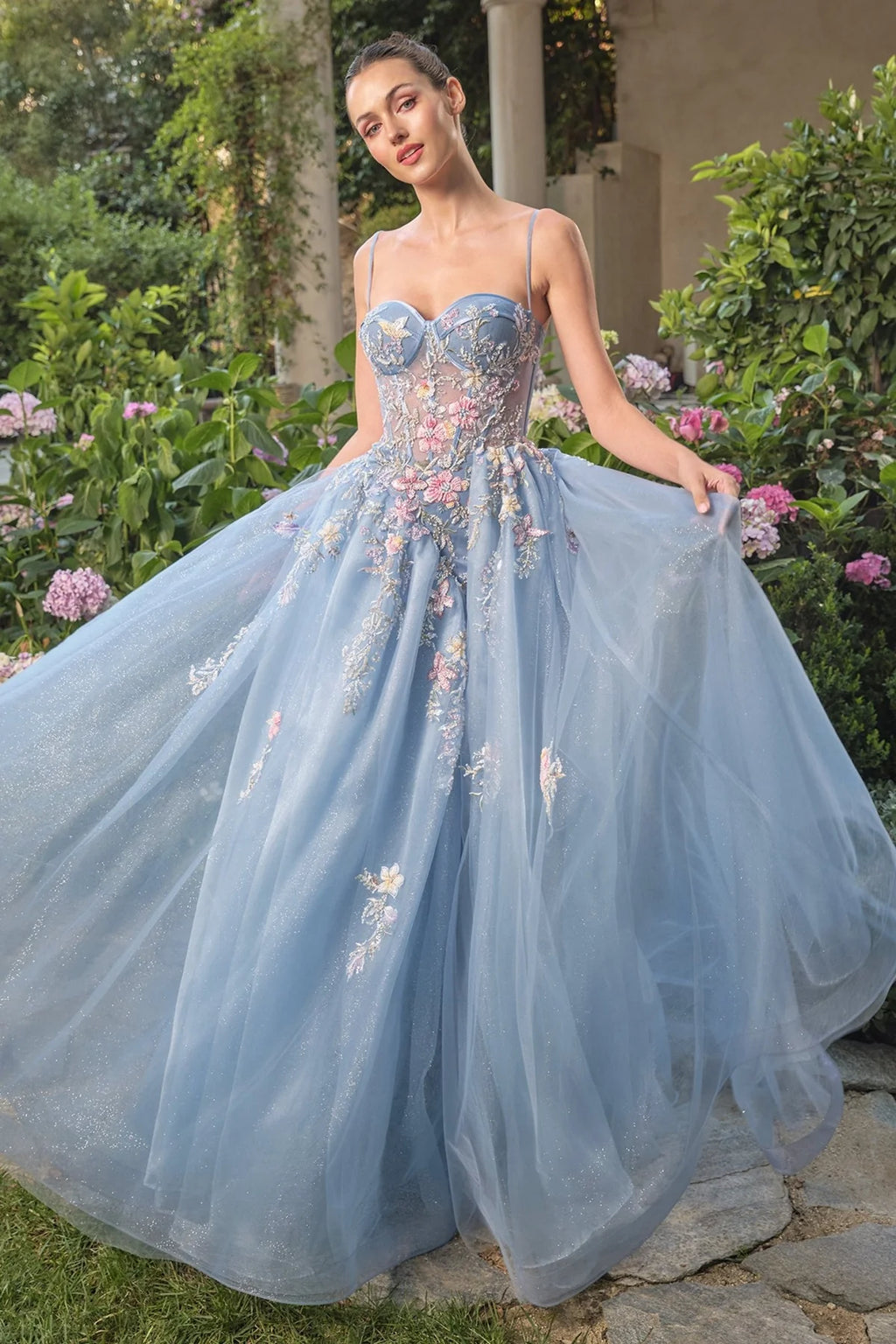 Andrea and Leo A1490 - Corset Floral Bodice Dress