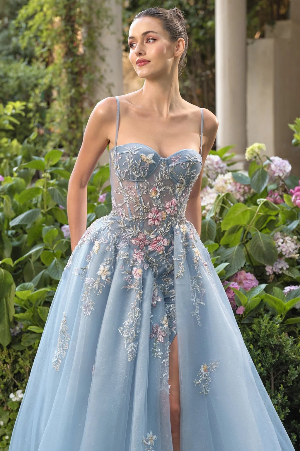 Andrea and Leo A1490 - Corset Floral Bodice Dress