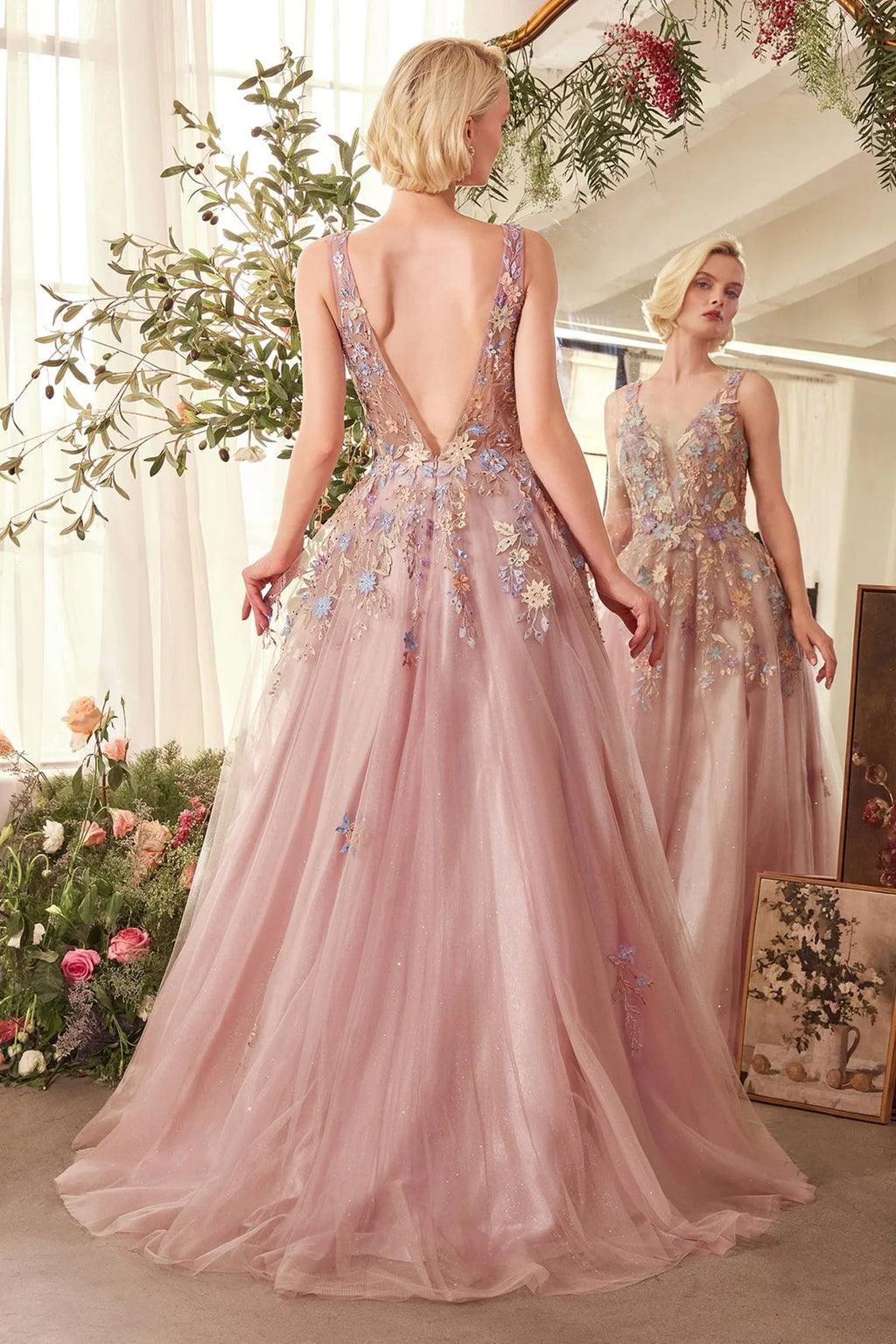 Andrea and Leo A1394 - Ethereal Floral A-Line Dress