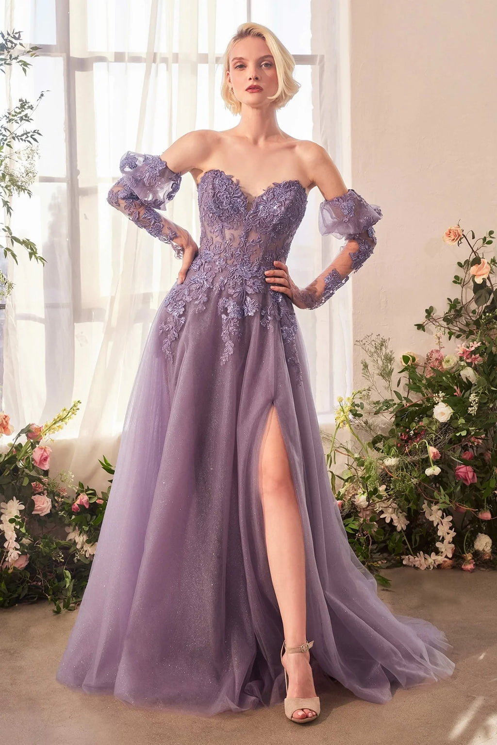 Andrea and Leo A1398 Detachable Sleeve Ballgown