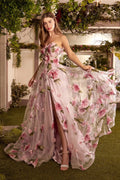 Andrea and Leo A1035 - Floral Applique Organza Prom Dress
