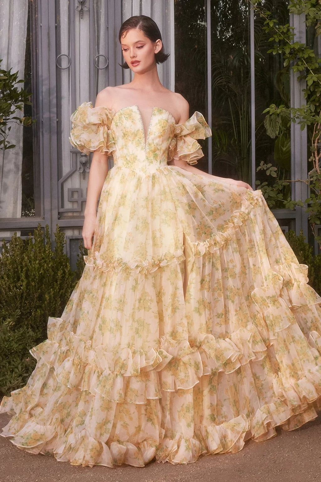 Andrea and Leo A1430 - Ruffle Skirt Floral Dress