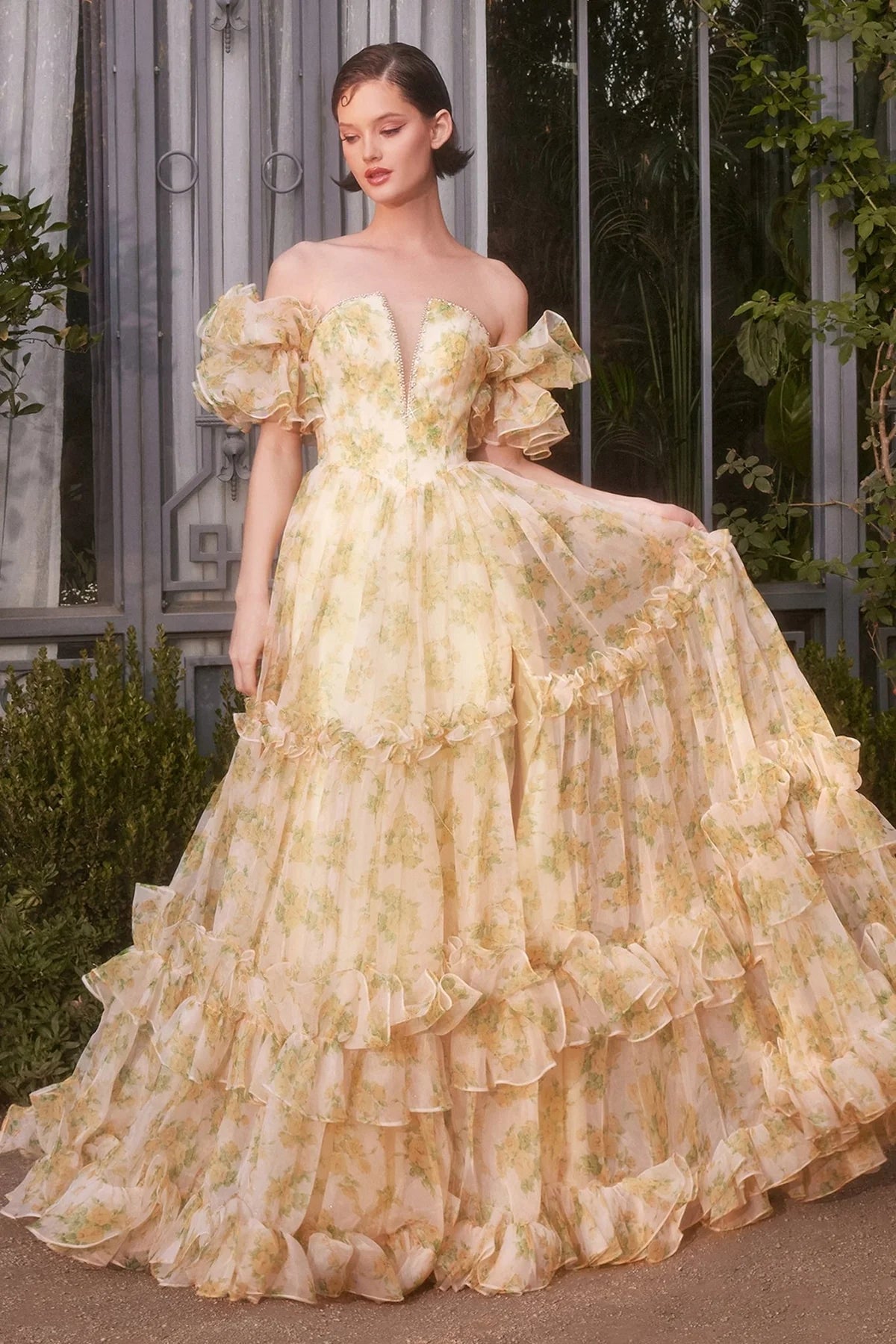 Andrea and Leo A1430 - Ruffle Skirt Floral Dress