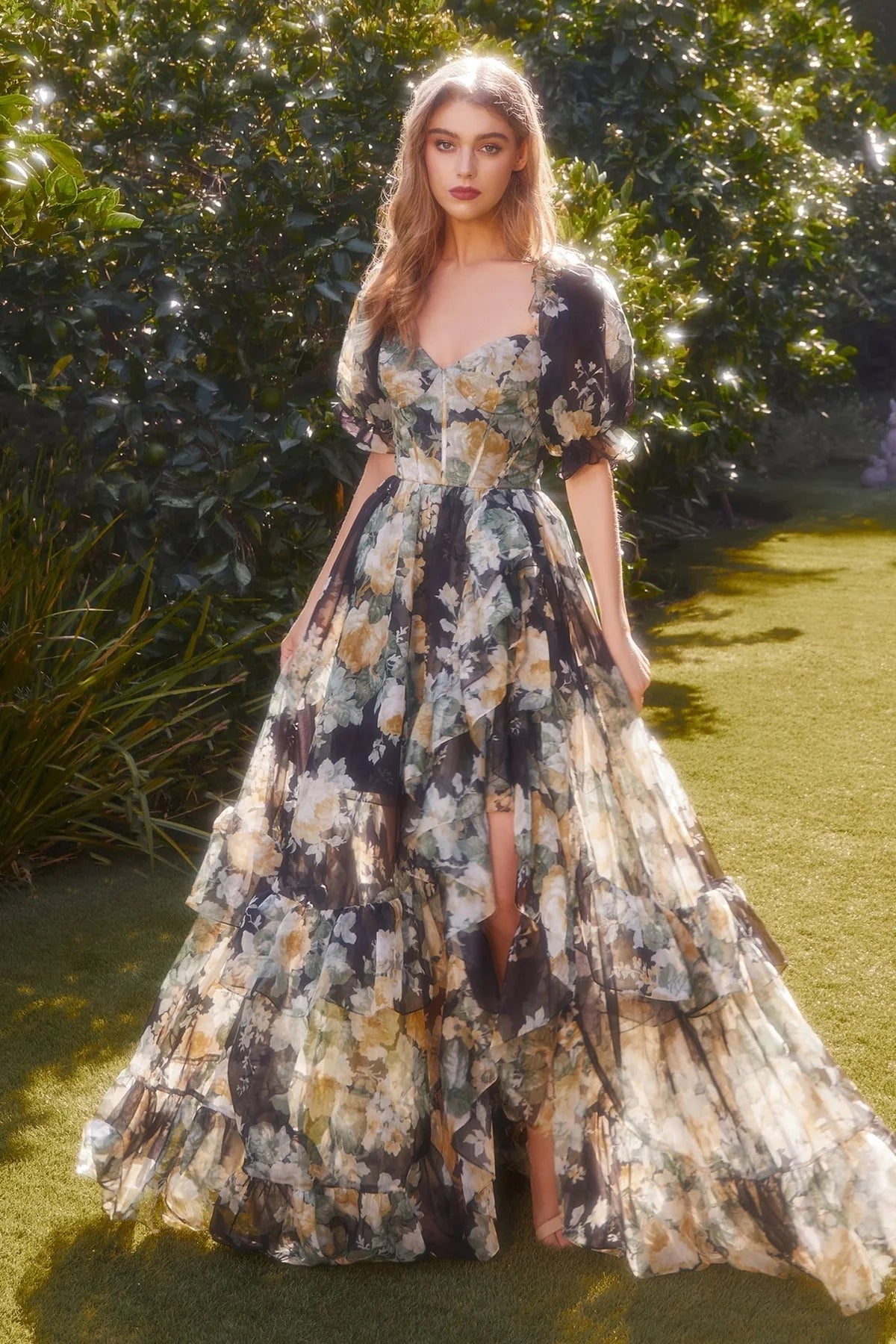 Andrea and Leo A1336 - Sleeve Floral Gown